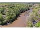 Aerial view of a winding river surrounded by lush trees and waterfront homes with docks at 7748 Long Bay Pkwy, Catawba, NC 28609