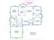 First-floor layout showcasing the kitchen, living room, bedrooms, and garage at 7748 Long Bay Pkwy, Catawba, NC 28609