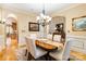 Bright dining room with hardwood floors, an elegant chandelier, and classic wainscoting at 9200 Kingsmead Ln, Waxhaw, NC 28173