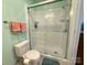 Clean and functional bathroom with a shower, toilet, and towel rack, perfect for everyday use at 123 Cross Creek Dr, Statesville, NC 28625