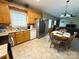 Open concept kitchen with oak cabinets, modern appliances, and dining area, creating a cohesive living space at 123 Cross Creek Dr, Statesville, NC 28625