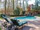 The pool and backyard are perfect for relaxing on lounge chairs at 1233 Weymouth Ln, Charlotte, NC 28270