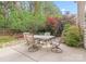 Cozy backyard with a table and chairs, and lush landscaping at 14220 Stewarts Bend Ln, Charlotte, NC 28277