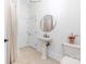 Small bathroom with pedestal sink, tile floors, and neutral walls at 17040 Jetton Rd, Cornelius, NC 28031
