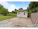 A simple white outbuilding with double doors and ample parking area at 182 Ryan St, Salisbury, NC 28144