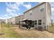 This backyard offers outdoor seating area with a shade structure, air conditioning unit, and secure black metal fence at 330 Hyssop Ct, Fort Mill, SC 29715