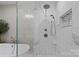 Modern bathroom features a glass enclosed shower and a soaking tub at 4039 5Th Nw St, Hickory, NC 28601