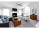 Inviting living room with vaulted ceiling, fireplace, ample natural light, and stylish furnishings at 7731 Ivy Hollow Dr, Charlotte, NC 28227