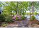 Scenic lake view with landscaped yard, azaleas, and a pathway leading to the water at 7851 Green Cove Ct, Denver, NC 28037