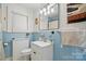 Updated bathroom featuring blue tile, modern fixtures, and a clean, bright design at 901 Central Dr, Kannapolis, NC 28083