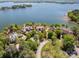 Picturesque aerial view of luxurious lakefront properties with lush greenery and stunning water views at 102 Eastham Ct, Mooresville, NC 28117