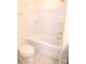 Simple bathroom showing a toilet and bathtub with shower, all in a clean, bright space at 1075 South Point Rd, Belmont, NC 28012