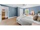 Comfortable bedroom with blue walls and carpet and simple stylish decor at 11 Secrest Ext, Belmont, NC 28012