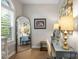 Bright vanity area with large window, accent lighting, and makeup mirrors at 110 River Wood Dr, Fort Mill, SC 29715