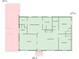 Floor plan showcasing kitchen, primary bedroom, and living room, along with the deck and porch locations and dimensions at 124 Neumann Run, Belmont, NC 28012