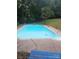 Backyard pool surrounded by palm trees and grass perfect for outdoor relaxation at 124 Neumann Run, Belmont, NC 28012