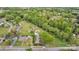 Aerial view showing the property's expansive green space, nestled among trees, and surrounding residential area at 15 Willow Oaks Ct, Taylorsville, NC 28681