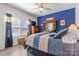 Cozy bedroom with blue accent wall, natural light from the window, and classic decor for a restful retreat at 2704 Watergarden St, York, SC 29745