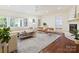 Bright living room features a fireplace, large windows, and comfortable seating arrangement at 301 Glen Oaks Rd, Charlotte, NC 28270