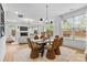Bright dining room featuring a modern light fixture and access to the outdoor area at 3256 Brixton Ct, Charlotte, NC 28205