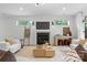 Spacious living room with a fireplace, a modern design, and lots of seating at 3256 Brixton Ct, Charlotte, NC 28205