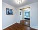 Vanity area featuring a mirrored closet and hardwood flooring at 846 Gist Rd, Rock Hill, SC 29732