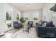Comfortable living room with abundant natural light and stylish blue furniture at 9102 Buckley Ct, Charlotte, NC 28269