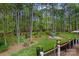 A lush backyard featuring a playground and mature trees at 116 Anderson Farm Ct, Mooresville, NC 28117