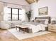 Serene bedroom showcasing neutral tones, a large window, and comfortable furnishings for a peaceful retreat at 181 Asbury Cir, Mooresville, NC 28117