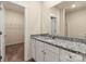 Bathroom vanity featuring a granite countertop and a view into a walk-in closet at 1550 Doran Ter, Richburg, SC 29729