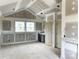 Bright bedroom features vaulted ceilings, paneled walls, and a modern kitchenette at 19044 Newburg Hill Rd, Davidson, NC 28036