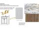 Powder bath featuring light gray cabinets, acrylic and brushed gold hardware, Fantasy Blue Hard Marble counters, and a brushed gold faucet at 19044 Newburg Hill Rd, Davidson, NC 28036