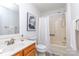 Well-lit bathroom with a bathtub/shower combination, a sink with ample counter space, and a modern mirror at 2068 Samantha Dr, Kannapolis, NC 28083
