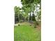 Lush backyard features mature trees, a fire pit, and a wooden fence, perfect for relaxation and outdoor entertaining at 2624 St Helena Ct, Fort Mill, SC 29715