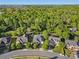 A high-angle view displaying neighborhood homes nestled among a dense canopy of trees at 281 Loch Stone St, Fort Mill, SC 29715