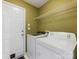 A cozy laundry room features a washer, a dryer, and shelving at 3022 Willamette Valley Dr, Charlotte, NC 28215