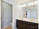 Bathroom features a double sink vanity, updated fixtures, and a private toilet room at 4011 Black Walnut Way, Indian Land, SC 29707