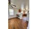 Kitchen featuring hardwood floors and a breakfast bar at 5364 Millersville Rd, Taylorsville, NC 28681