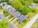 Aerial view of a residential neighborhood showcasing tree-lined streets and well-kept homes at 705 N Fulton St, Salisbury, NC 28144