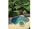 Inviting backyard pool and spa surrounded by lush landscaping, perfect for relaxing or entertaining at 825 Hudson Pl, Davidson, NC 28036