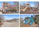 Community featuring a brick building, playground, swimming pool, and blue playground equipment at 894 Stratford Run Dr, Fort Mill, SC 29708
