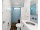 Bright renovated bathroom featuring a blue tile shower and modern fixtures at 1430 Mollys Backbone Rd, Catawba, NC 28609