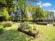 Expansive backyard featuring lush greenery, mature trees, and a cozy seating area at 1506 Crestdale Rd, Rock Hill, SC 29732