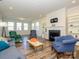 Comfortable living room with a fireplace, built-in shelves, and ample seating at 1516 Laggan Ln, Indian Trail, NC 28079