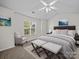 Cozy bedroom with a large window, soft carpet, and a ceiling fan at 1762 Tate Rd, Rock Hill, SC 29732
