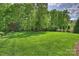 Well-maintained backyard with a sprawling green lawn and mature trees at 2001 Arundale Ln, Matthews, NC 28104