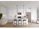 Modern kitchen features an island with seating, white cabinets and stainless appliances at 2011 Sadler Woods Ln, Charlotte, NC 28214
