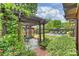 Inviting backyard features a beautiful pergola, stone and brick patio, and lush landscaping at 2229 Kenmore Ave, Charlotte, NC 28204