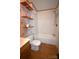 Bathroom featuring a shower/tub combo, and wood floors at 234 Olin Loop, Olin, NC 28660