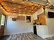 Cozy bar area featuring warm string lights, wooden accents, and a compact refrigerator at 2701 N Sharon Amity Rd, Charlotte, NC 28205